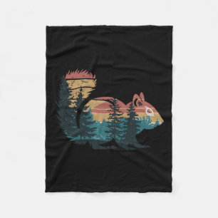 Chipmunk Hunting Hiking Outdoor Camping Forest Men Fleece Blanket
