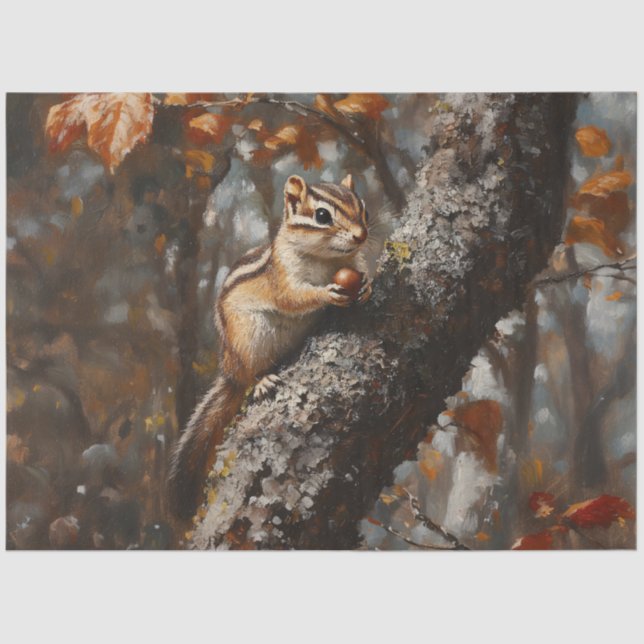 Chipmunk in a Tree Decoupage Tissue Paper (Front)