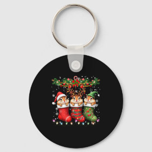 Chipmunk In Christmas Socks Lights Chipmunk Xmas Key Ring