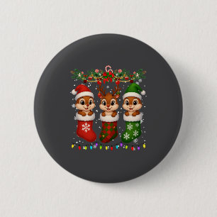 Chipmunk In Christmas Socks Lights Chipmunk Xmas L 6 Cm Round Badge