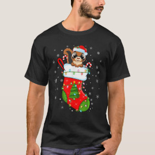 Chipmunk In Christmas Socks Santa Claus Lights Xma T-Shirt