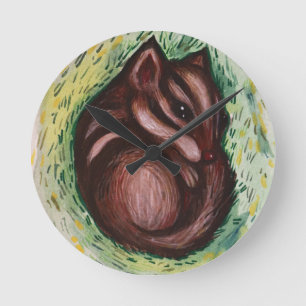 Chipmunk in Spring Round Clock