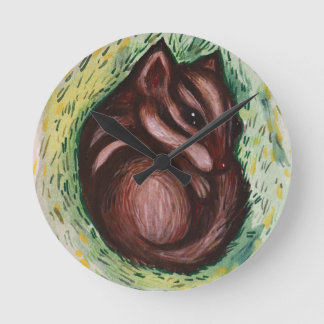 Chipmunk in Spring Round Clock