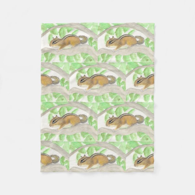 Chipmunk in the Apple Tree Fleece Blanket (Front)