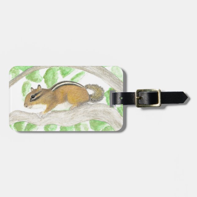 Chipmunk in the Apple Tree Luggage Tag (Front Horizontal)