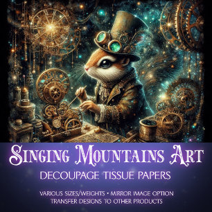 Chipmunk Inventor Steampunk Laboratory Decoupage Tissue Paper