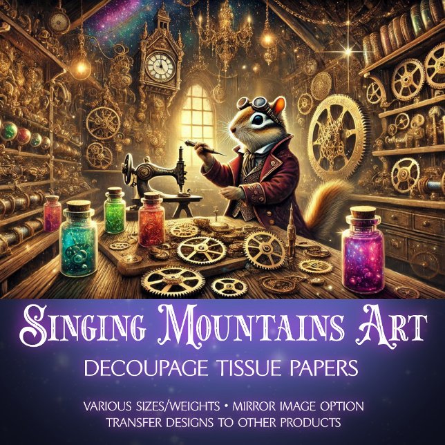 Chipmunk Inventor Steampunk Wonderland Decoupage Tissue Paper (Creator Uploaded)