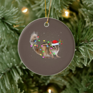 Chipmunk Lover Xmas Lighting Santa Chipmunk Xmas Ceramic Tree Decoration