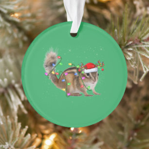 Chipmunk Lover Xmas Lighting Santa Chipmunk Xmas Ornament