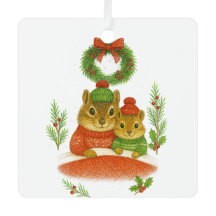 Chipmunk Mom & Child Christmas Whimsical Ornament