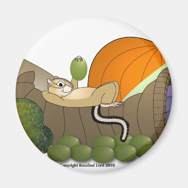 Chipmunk on Cornucopia Magnet (Front)