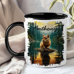 Chipmunk on Log Lake Reflection  Mug<br><div class="desc">Brighten your day with the Chipmunk on Log Lake Reflection Mug. This delightful mug features an adorable chipmunk perched on a log by a serene lake, with the stunning reflection of the forest and sky in the calm water. Customised with your name, it adds a unique and personal touch. Ideal...</div>