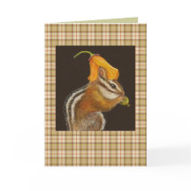 Chipmunk on plaid card