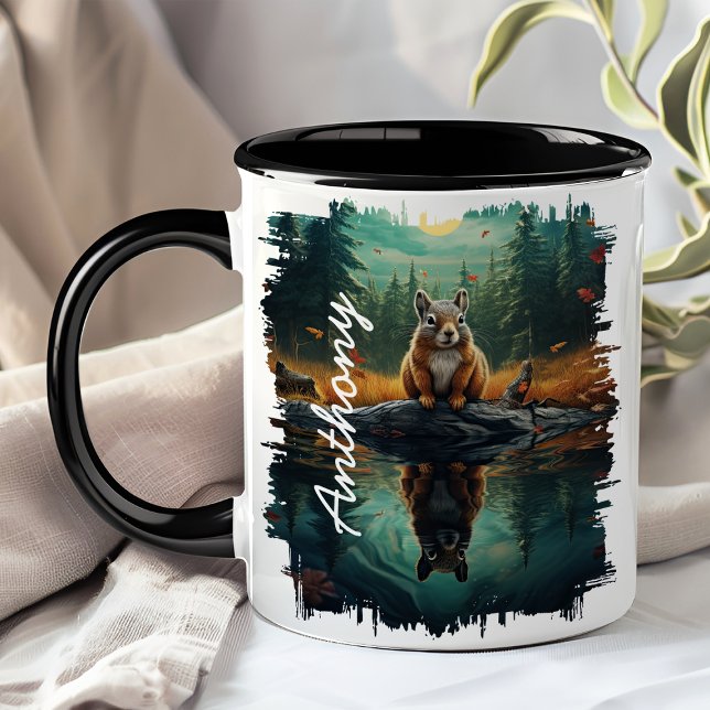 Chipmunk on Rock Forest Reflection Mug (Creator Uploaded)