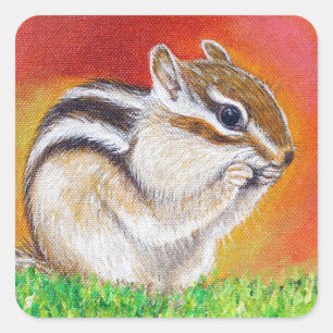 Chipmunk Painting Square Sticker