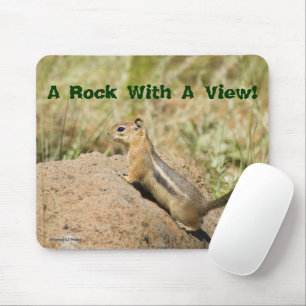 Chipmunk Peering Over A Rock Mouse Mat