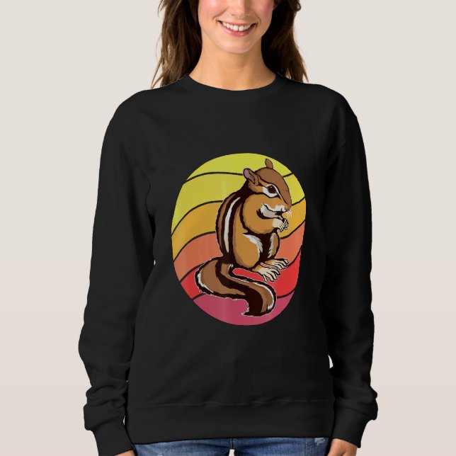Chipmunk Retro Sunset Rodent Chipmunks Sweatshirt (Front)