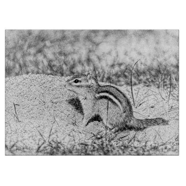 Chipmunk Sketch Cutting Board (Front)