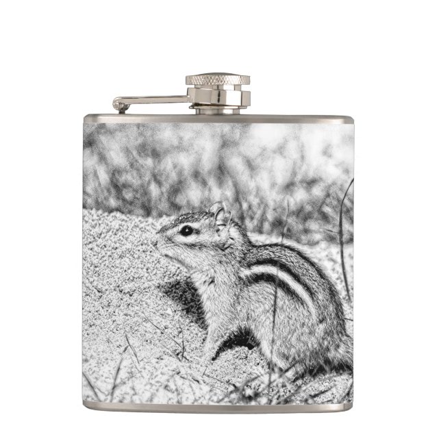 Chipmunk Sketch Hip Flask (Front)