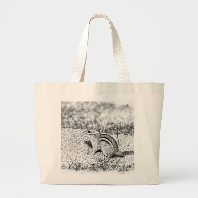 Chipmunk Sketch Large Tote Bag (Front)