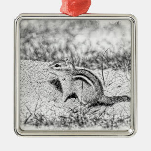 Chipmunk Sketch Metal Tree Decoration