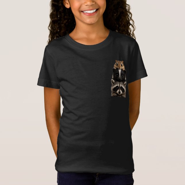 Chipmunk, Skunk & Racoon Stack Design T-Shirt (Front)