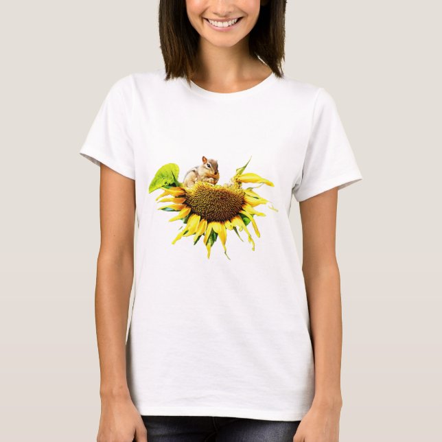 Chipmunk Snacking on Sunflower Seeds T-Shirt (Front)
