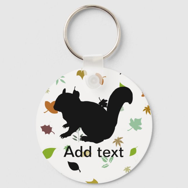 Chipmunk , Squirrel , illustration , (Black) Key Ring (Front)