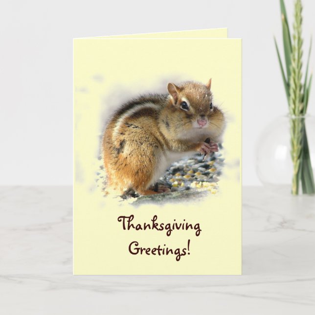 Chipmunk Thanksgiving Holiday Card (Front)