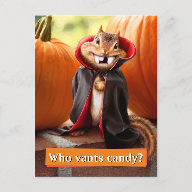 Chipmunk Vampire Invitation Postcard (Front)