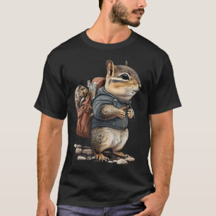 Chipmunk Wearing Hiking Camping Adventure T-Shirt