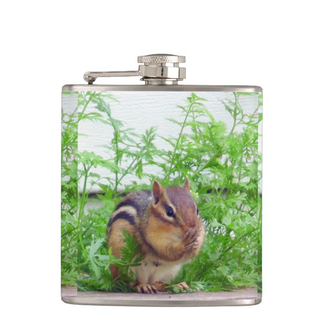 Chipmunk wildlife hip flask (Front)