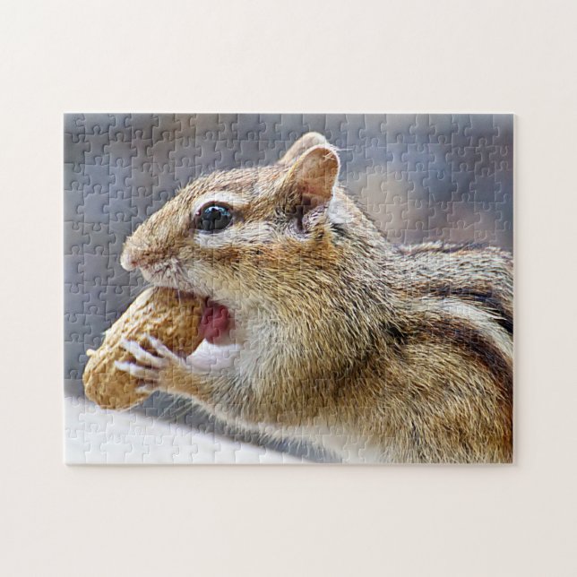 Chipmunk with a peanut jigsaw puzzle (Horizontal)