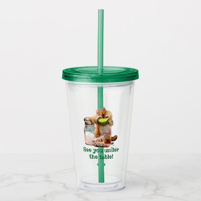 Chipmunk With Lime Acrylic Tumbler (Front)