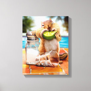 Chipmunk With Lime Canvas Print