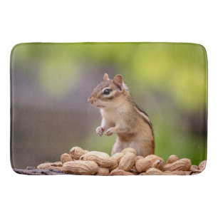 Chipmunk with peanuts bath mat
