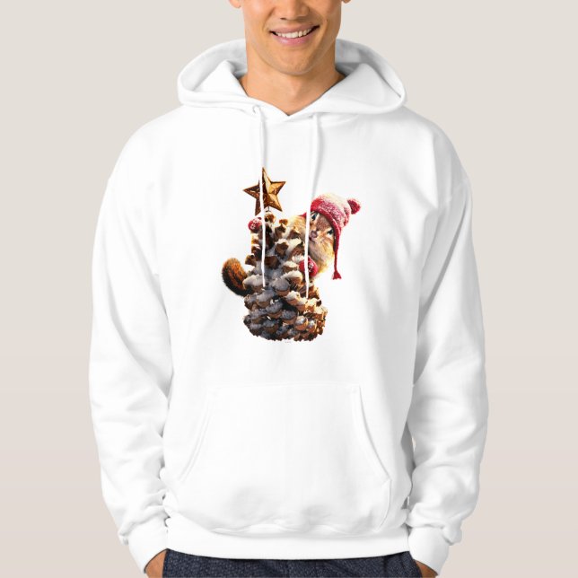 Chipmunk With Pine Cone Tree Hoodie (Front)