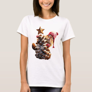 Chipmunk With Pine Cone Tree T-Shirt