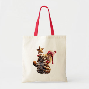 Chipmunk With Pine Cone Tree Tote Bag