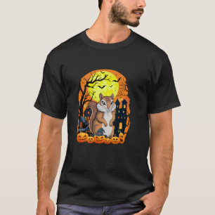 Chipmunk With Pumpkins Funny Scary Halloween Party T-Shirt