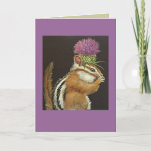chipmunk with thistle hat card