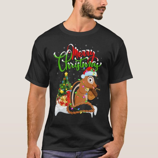 Chipmunk   Xmas Decorations Santa Chipmunk Christm T-Shirt (Front)