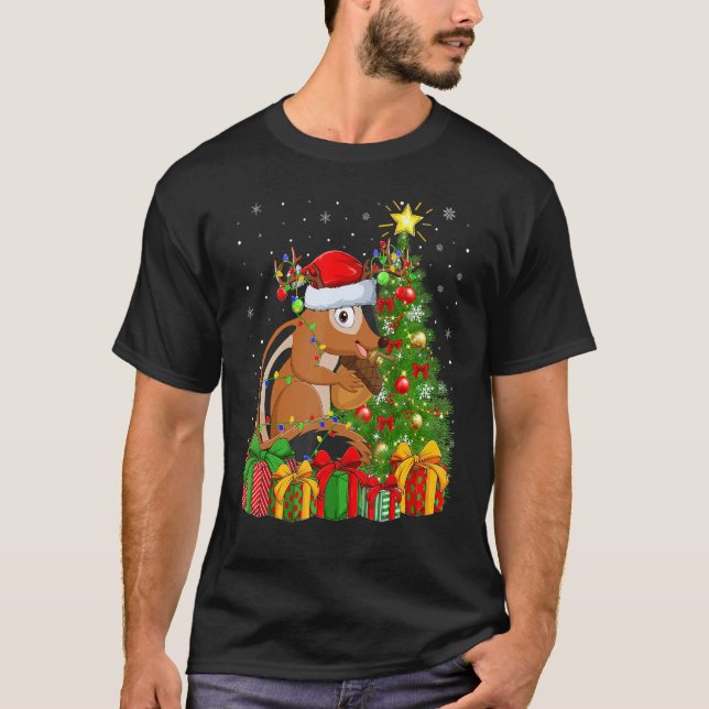 Chipmunk   Xmas Holiday Santa Chipmunk Christmas T T-Shirt (Front)