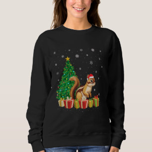 Chipmunk Xmas Tree Lighting Santa Hat Chipmunk Chr Sweatshirt