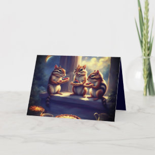 Chipmunks and pie for your birthday holiday card