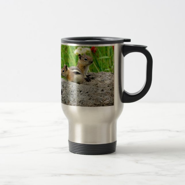 Chipmunks and wildflowers travel mug (Right)