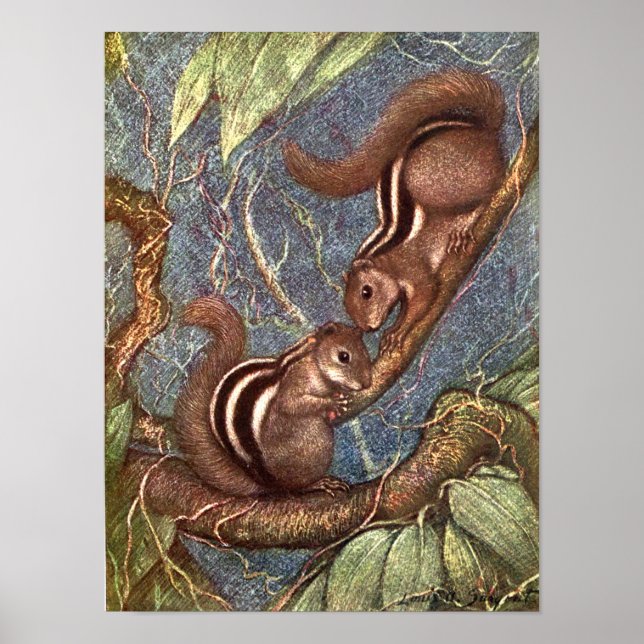 Chipmunks by Louis Sargent, Vintage Wild Animals Poster (Front)