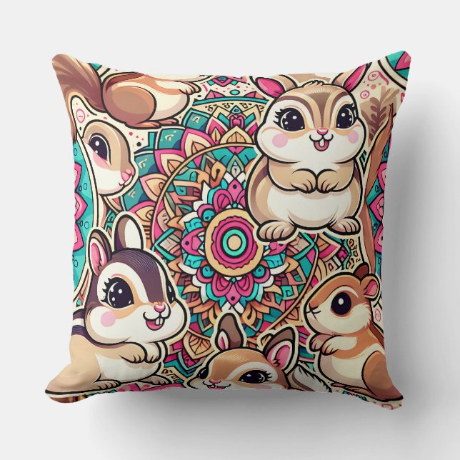 "Chipmunks & Cottontails" Cushion (Front)