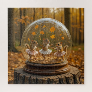 Chipmunks Dancing In a Glass Globe Jigsaw Puzzle