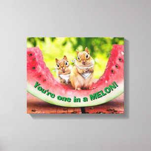 Chipmunks Eating Watermelon Canvas Print